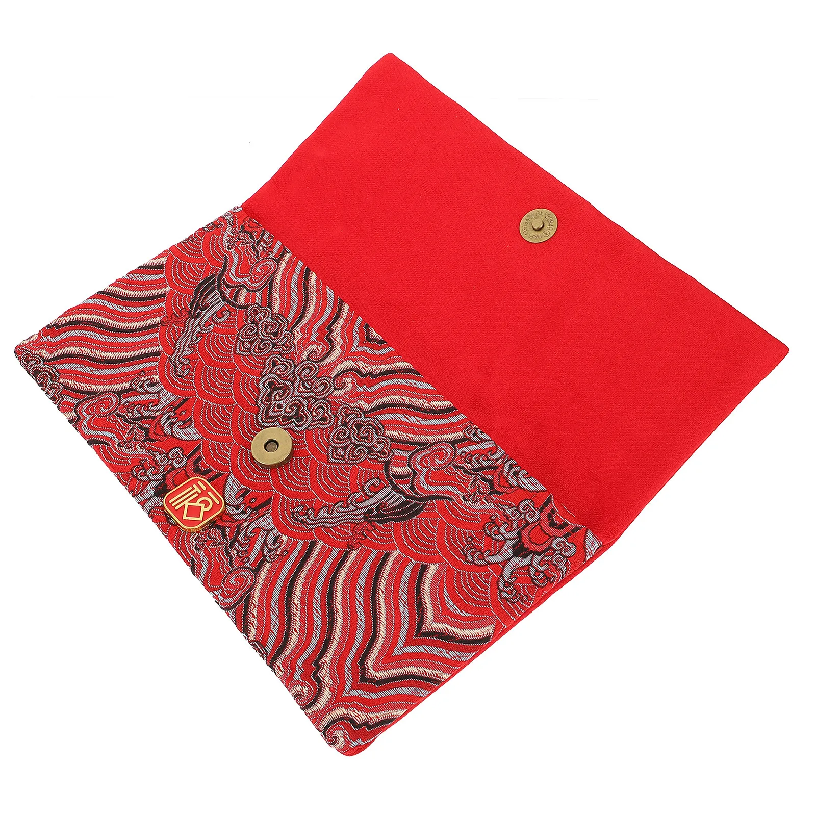 

1 шт. тканевый красный конверт в китайском стиле, красный пакет для денег на Новый год, праздничный денежный конверт с застежкой-кнопкой, прочный, устойчивый к выцветанию