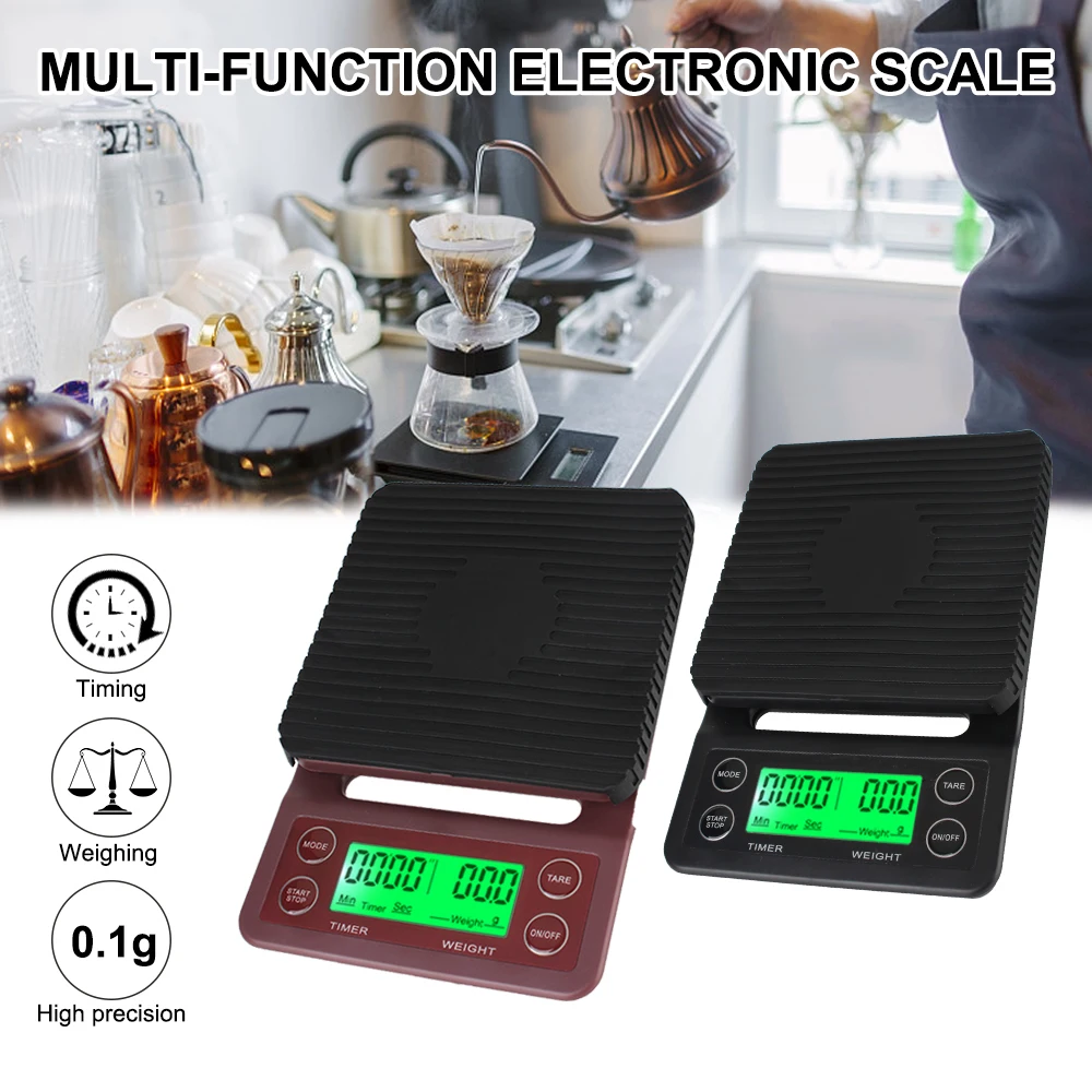 Precision with Timer Electronic Coffee Scale Kitchen Accessories For Food Balance Weighing Digital LCD 3kg 0.1g Kitchen Scales