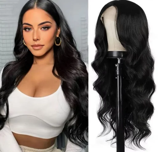 Bestselling new wig female middle part long hair big wave synthetic high temperature silk mechanism whole head cover