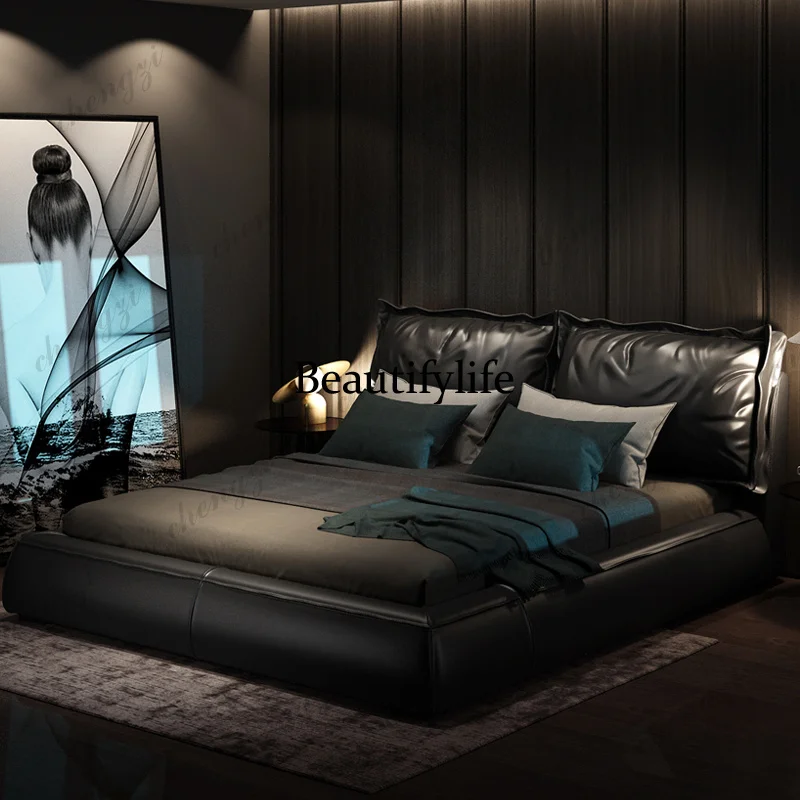 Wooden Black Double Bed Large Australia Elegant Frame Style Double Bed Adults Storage Floating Cama De Casal Furniture For Home