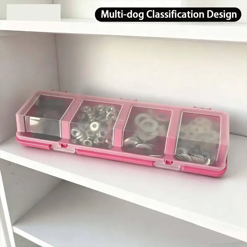 Picture 3: SUSU 1Pcs Screw Organizer Box Display Parts Storage Box 4 Compartments With Lid Plastic Tool Part Container Bin
