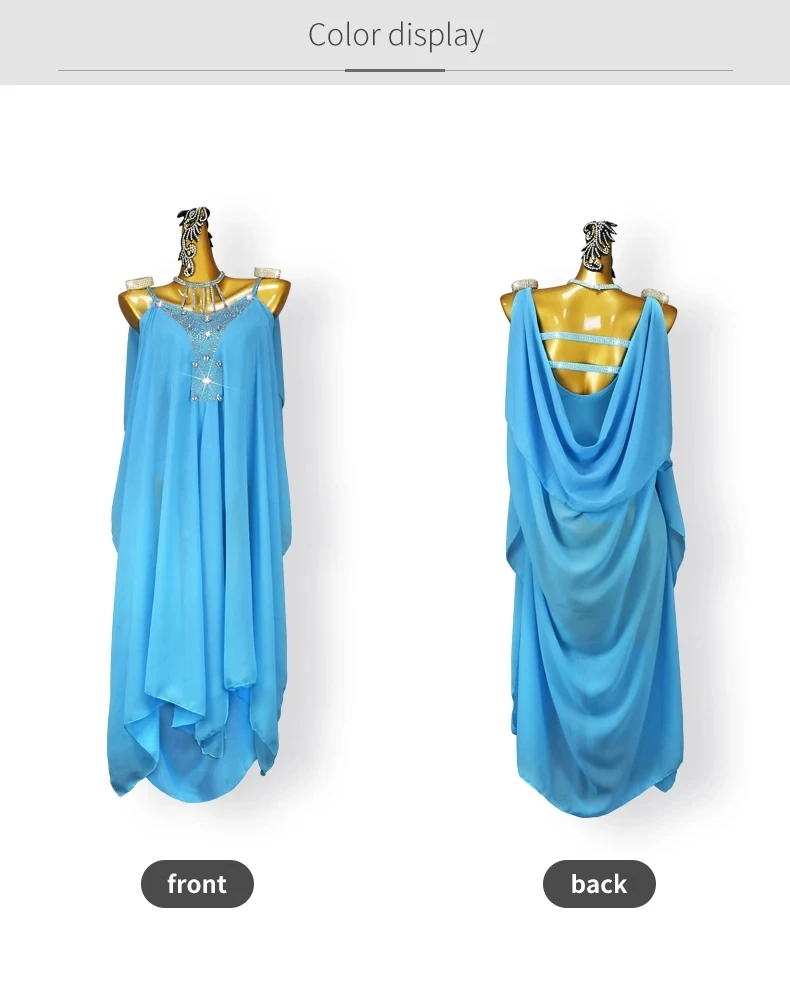 Lateinamerikanisches Tanzkleid, Wettbewerbskleidung, langes Kleid, Damenoutfit, Damen-Ballkleid, Tanzbekleidung für Partys, Mädchen, Sport, sexy Abendkleidung. – Detail 5