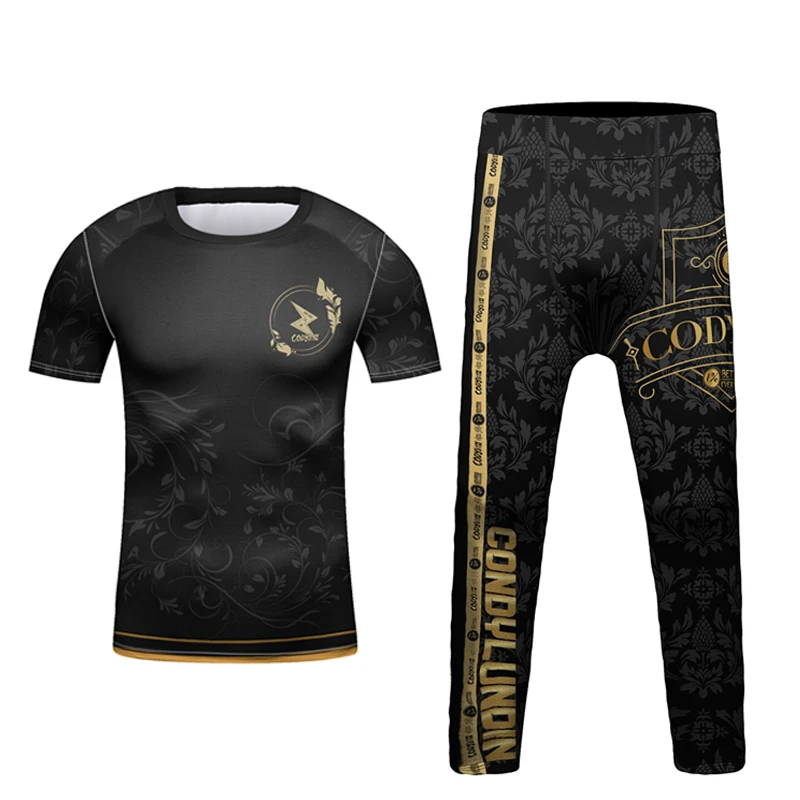 تي شيرت Rashguard مضغوط للأطفال + بنطلون بدلة رياضية للأولاد MMA الملاكمة الصالة الرياضية التدريب اللياقة البدنية والجري تجريب طقم رياضي #4