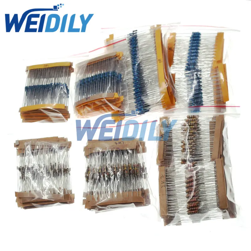 Metal Film Resistor Kit Carbon Film Resistor Set 10R~1M 0.1R - 750R 1/4W 1/2W 0.25W 0.5W 1W 2W 30 Values Resistance Pack DIY New