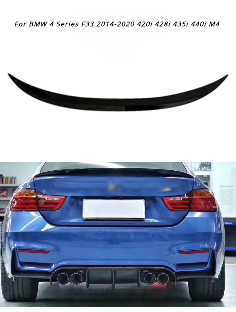 Duckbill Trunk Wing Spoiler For BMW F33 4er 2013-2020 Convertible 2014-2020 Spoilers Carbon Fiber Glossy Black Accessories