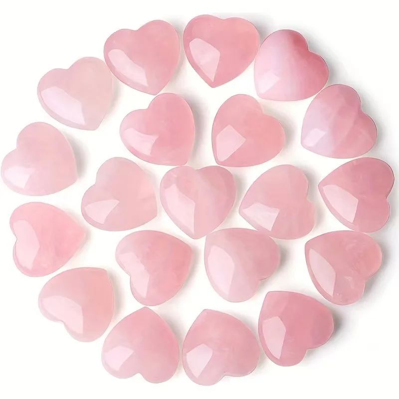 AliExpress NONE 15/30/50PCS 20MM Heart Shape Stone Crystal Rose Quartz Love Healing Stones Irregular Mineral Gravel Specimen Home Garden Decor