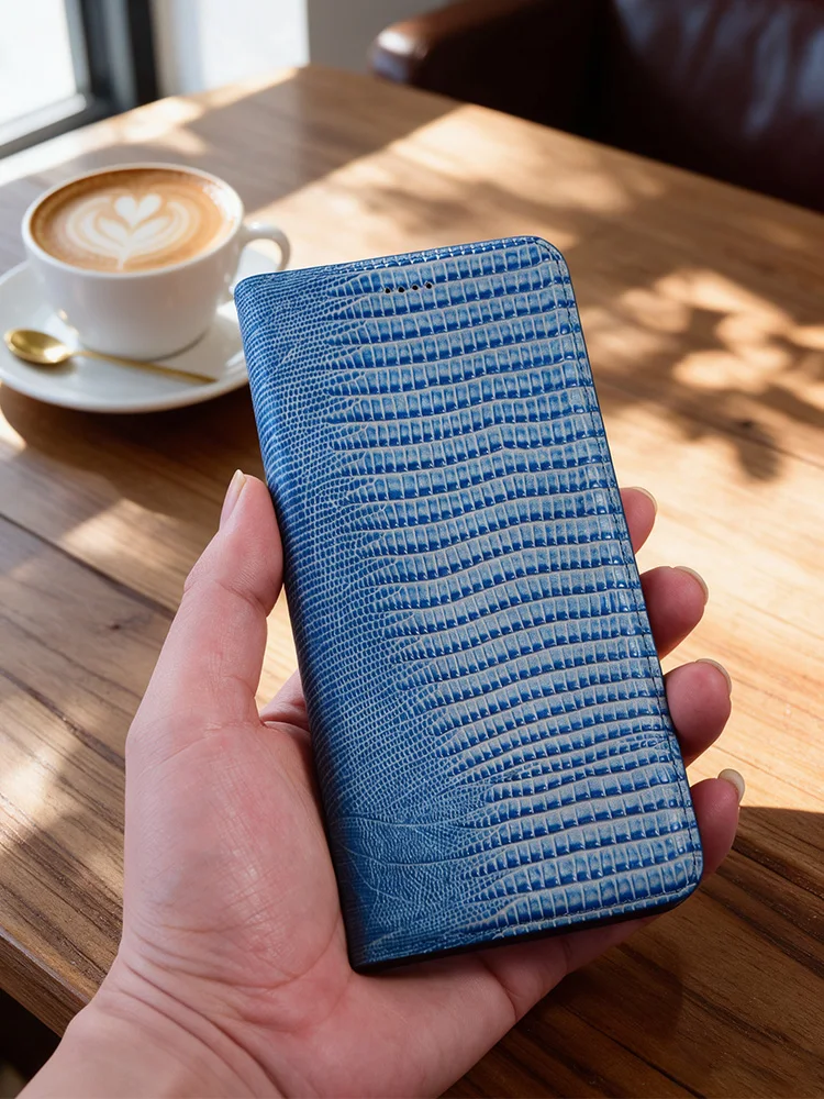 Luxury Genuine Leather Case for Huawei Nova 16 15 14 13 12 11 10 Retro Lizard Pattern Phone Case