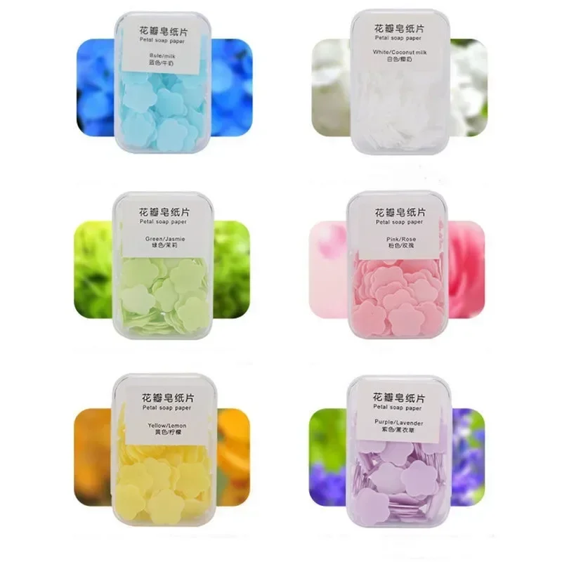 100 Petal Portable Small Soap Box Paper Hand Washing Bath Travel Fragrance Foam Disinfection Soap Paper Is Easy To Carry