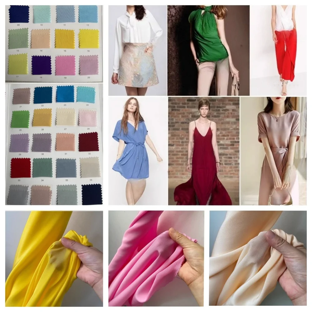 

Natural Mulberry Silk Crepe De Chine Fabric for Solid Color Clothing Dress Shirts Fashion Clothing Linings Diy Sewing Cloth