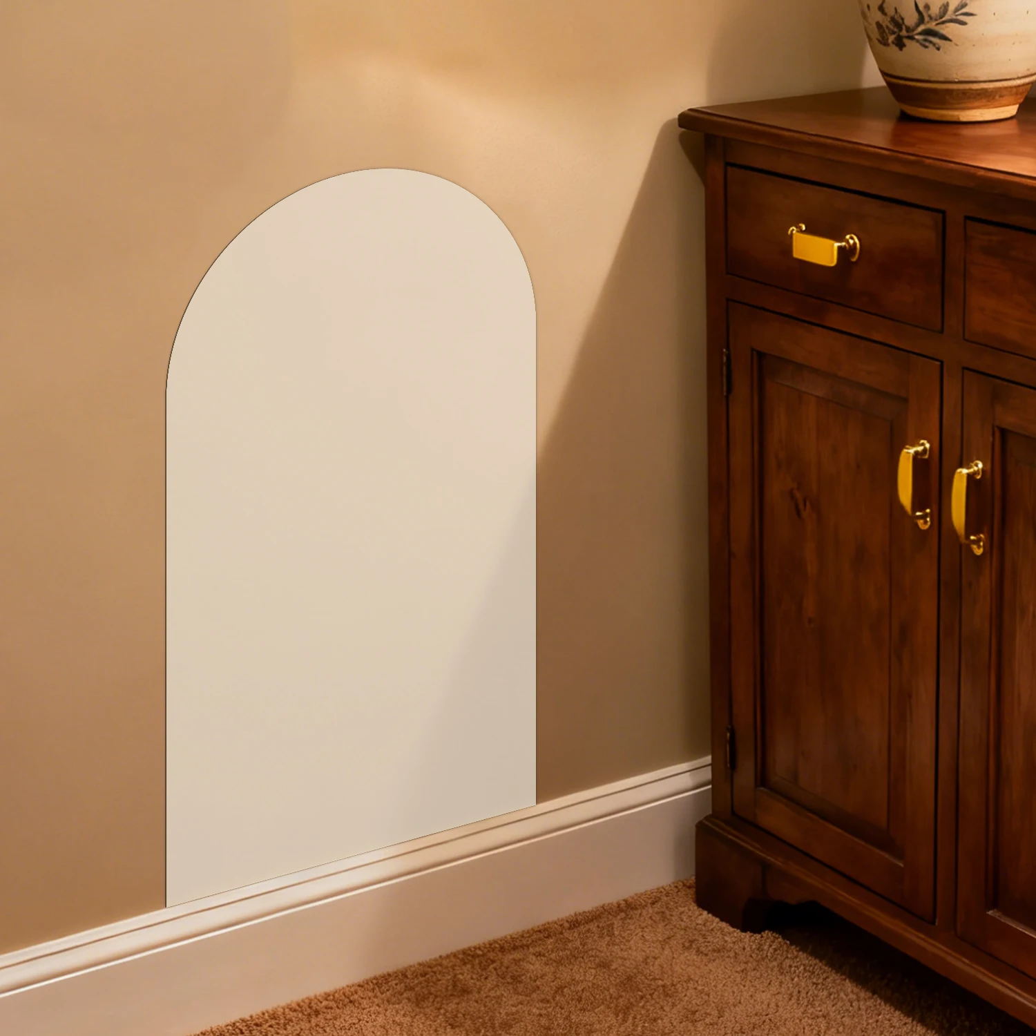 1 Piece of Self-Adhesive Magnetic Arched Wall Sticker, Simple Light Apricot Arched Pattern view 3