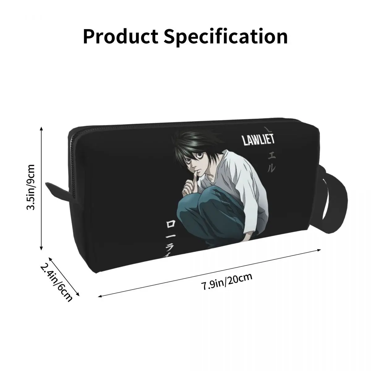 Death Note Lawlet Note Anime Pencil Case for Kids Gifts Pen Box Pencil Bag Stationery Supplies Travel Women Organizer Pouch