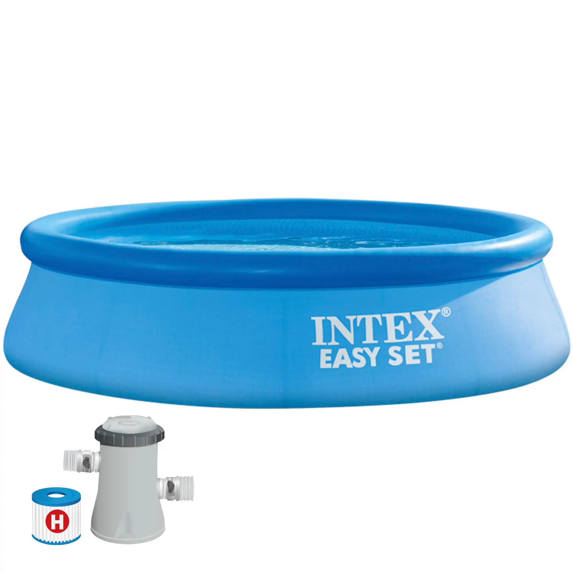 Intex 28122NP-Off-Earth Juego redondo fácil para piscina, bomba de filtro 1250 L/H, 3853 L, PVC, azul claro, 305x76 cm