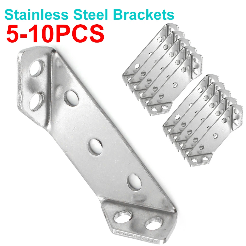 

5/10pcs Stainless Steel Corner Brace with Screws Heavy Duty Angle Shelf Brackets for Wood Universal Furniture Corner Connector