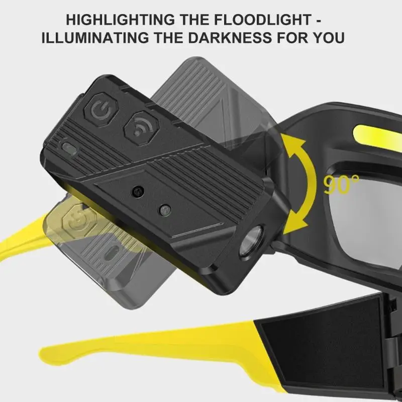 Rechargeable Headlight 5 Mode Multifunction LED Headlamp Glasses Flash Option 