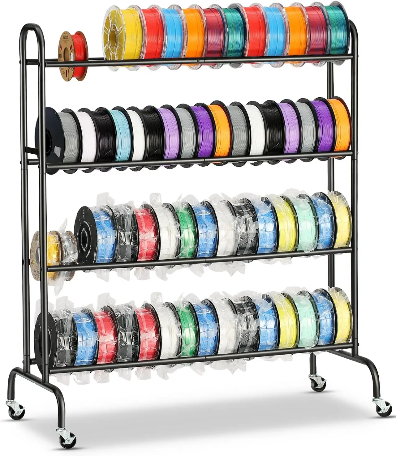 

4-х уровневая полка для хранения с колесиками, сверхпрочная металлическая полка для катушек PLA/ABS/TPU