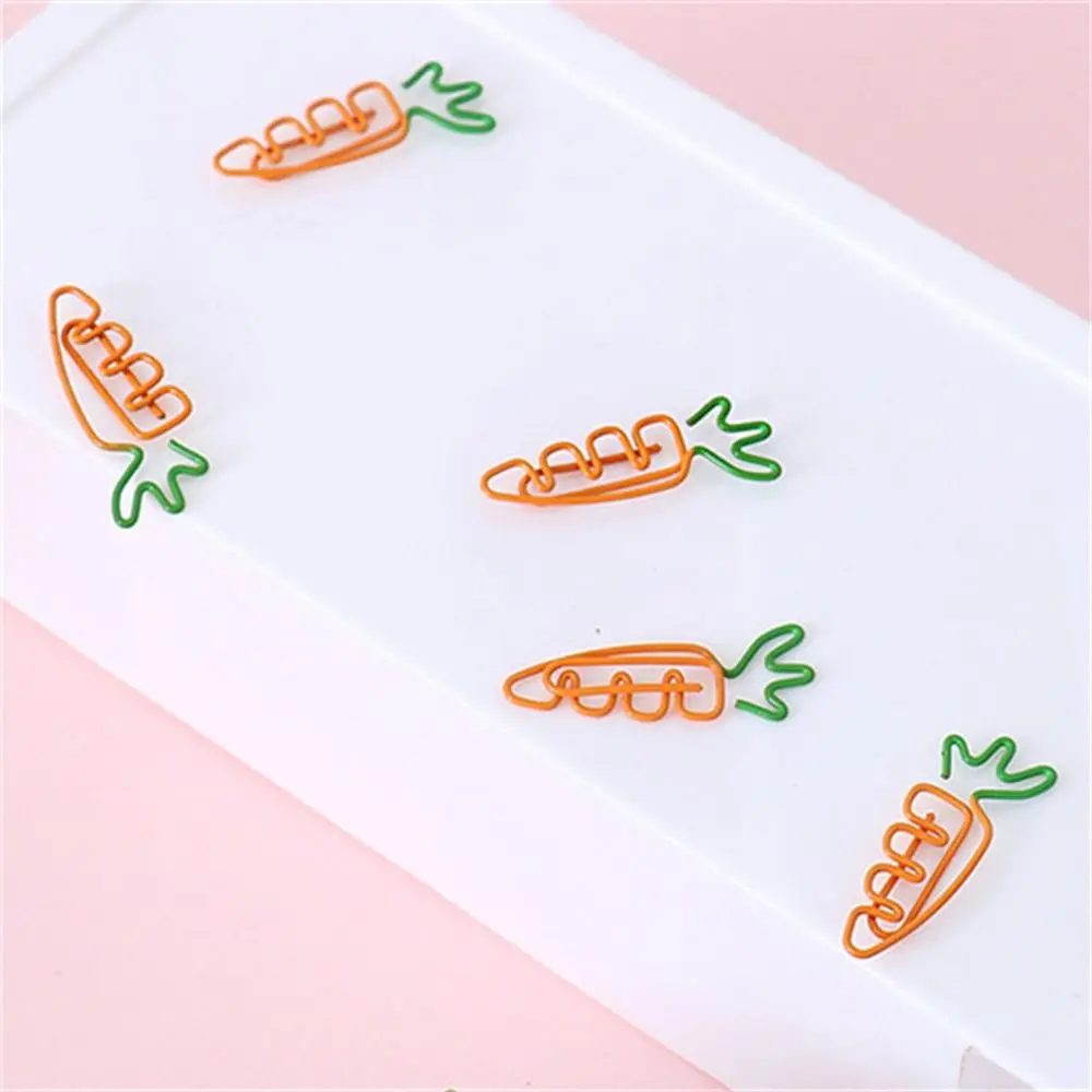 5pcs Carrot Shaped Carrot Paper Clip Binder Clip Reading Assistant Carrot Metal Bookmark Orange Fruit Office Binding Supply