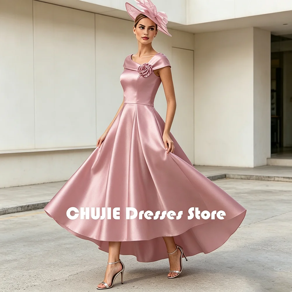 Dusty Rose Satin High Low Elegant Mother of The Bride Dresses For Woman Prom Ball Gowns Customized Wedding Party Evening Dress