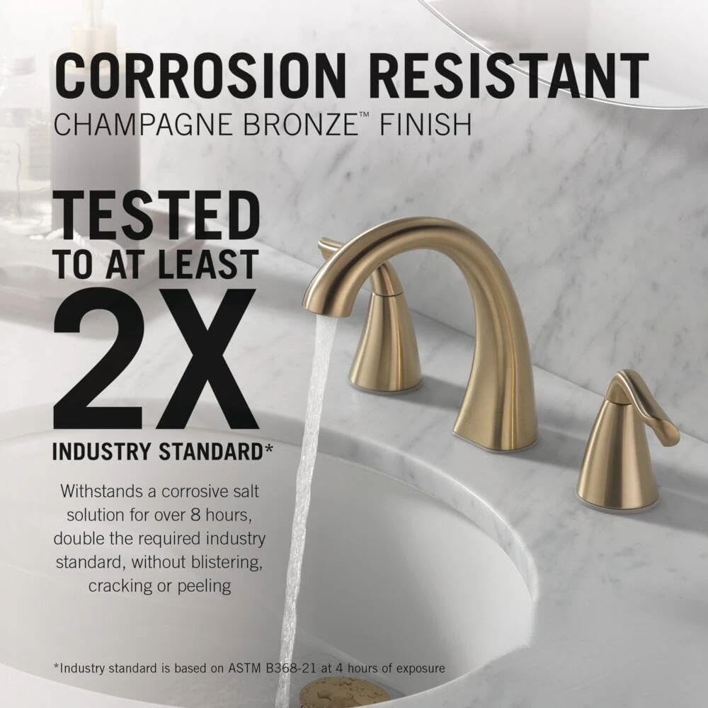 Faucet Arvo Widespread Bathroom Faucet 3 Hole, Gold Bathroom Faucet, Bathroom Sink Faucet, Drain Assembly Included