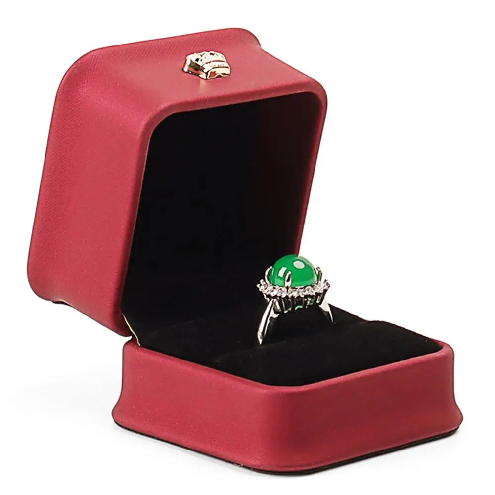 Luxury Crown Jewelry Ring Box Wedding Mini Portable Soft Velvet Lined Propose Earring Ring Case Jewelry Organizer