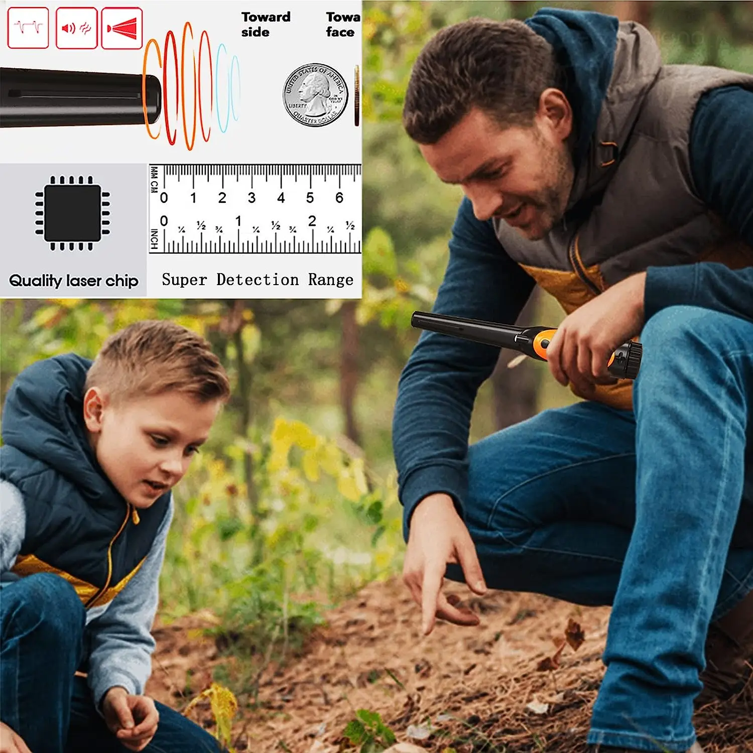 Imagem -05 - Detector de Metais Portátil Totalmente Impermeável Pin Pointer Pinpointer de Alta Precisão Pesquisa Portátil Profissional Tesouro Encontrar