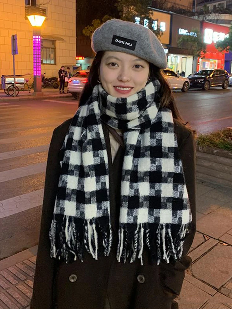 

Cachecol Feminino Inverno Women Winter Scarf Plaid Tassel Warm Soft Thick Blanket Long Wraps Shawls Scarves Stoles Mujer Unisex