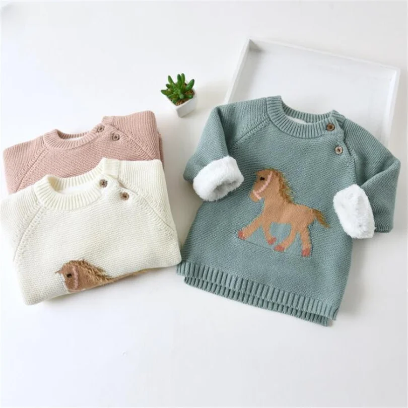 

Baby Sweater Newborn Baby Boys Sweaters Thick Fleece Unicorn Kids Sweaters Toddler Cardigan Knitted Baby Clothes Girls Sweater