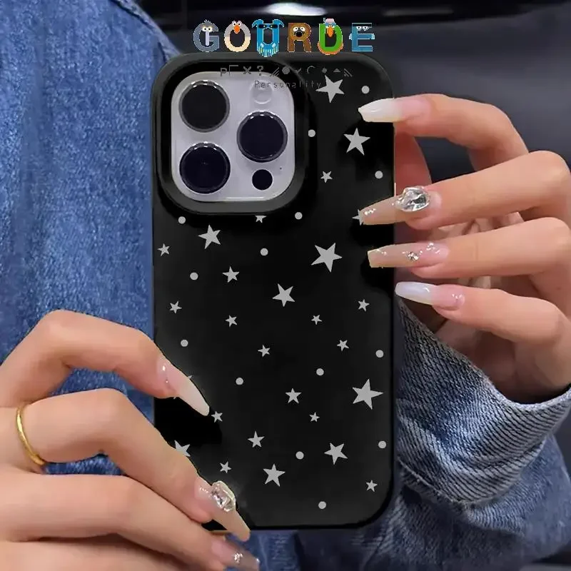 

Gourde Simple Silver Star Soft Silicone Shockproof Creative Phone Case for Iphone 16 15 14 12 13 11 Pro Max iphone 17 pro case