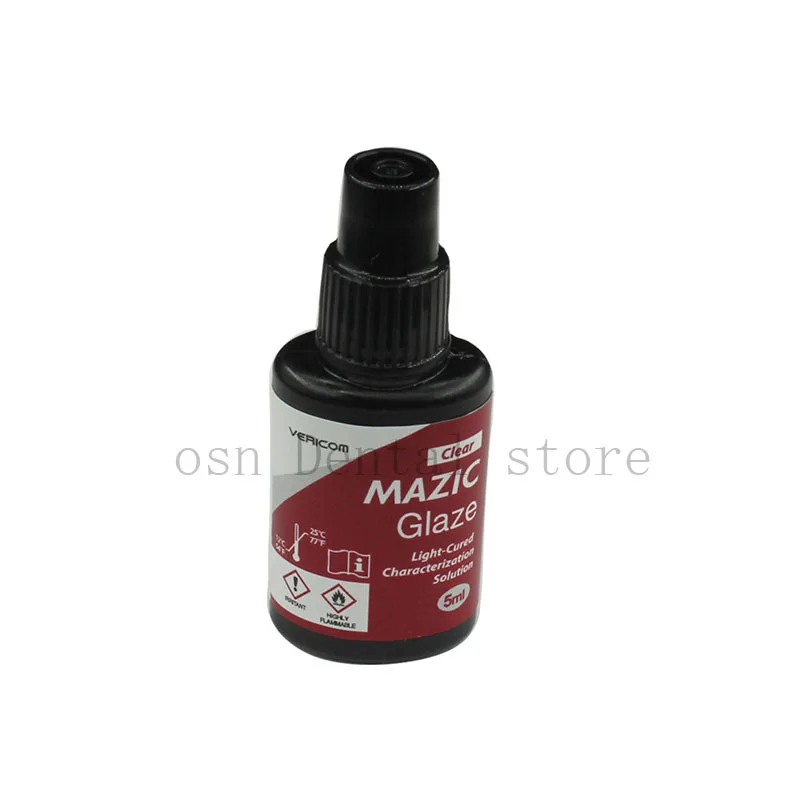MAZIC Glaze 5ml Light Cured Glaze Liquid Vericom Dental Lab Material for Resin Prosthesis Denture Staining & Glazing