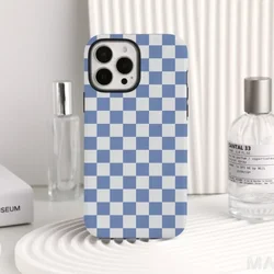 Custodia per telefono personalizzata in mosaico blu per IPHONE 16ProMax 15 14 13 12 11 PRO Plus TPU acrilico due in una custodia per cellulare