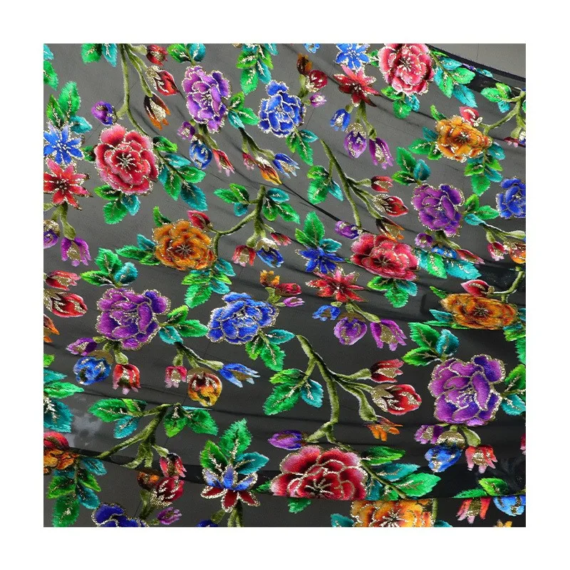 실크 자카드 벨벳 밝은 직조 조젯 원단 드레스 치파오