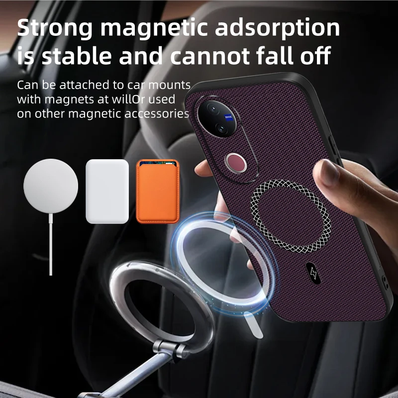Biruiqu VIVO V50 New Ultra-thin Magnetic Leather Shock-absorbing Protective Phone Case view 5