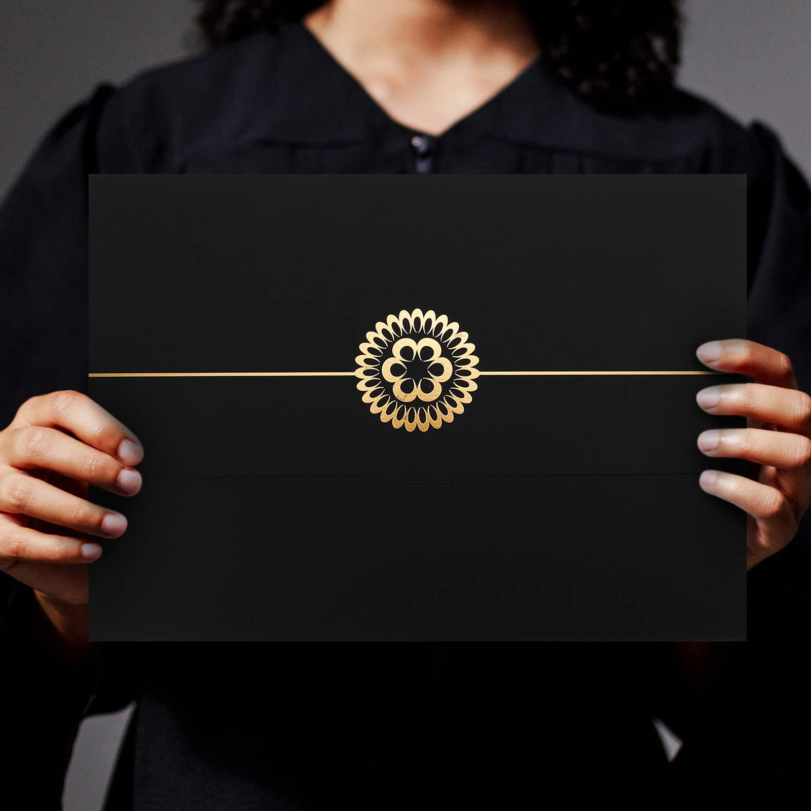 2 Pcs Envelope Honor Certificate Cover Black Envelopes Card Paper Jam Making Document