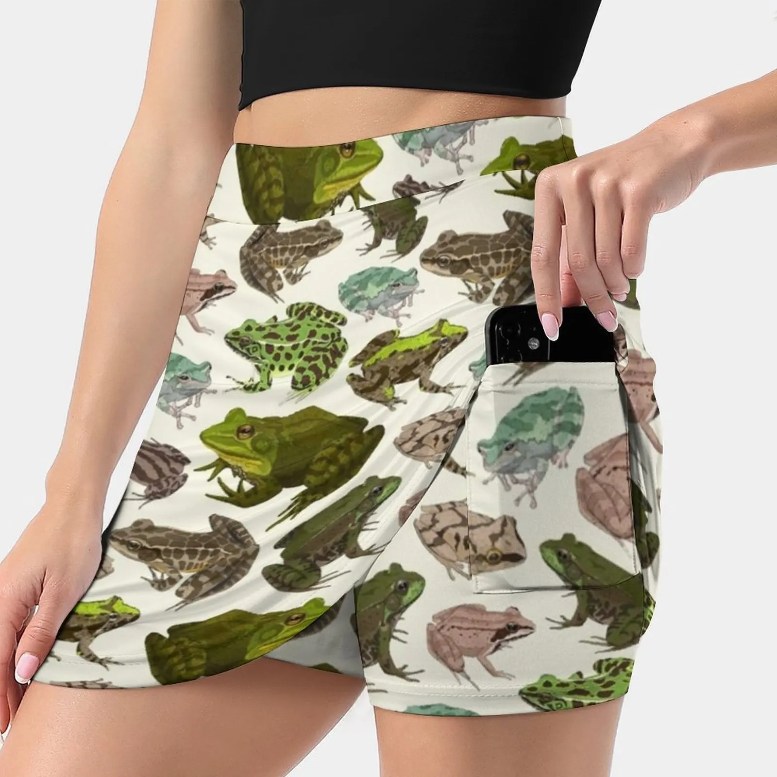 For The Love Of Frogs Women's skirt With Pocket Vintage Skirt Printing A Line Skirts Summer Clothes Frog Frogs Toad Amphibian