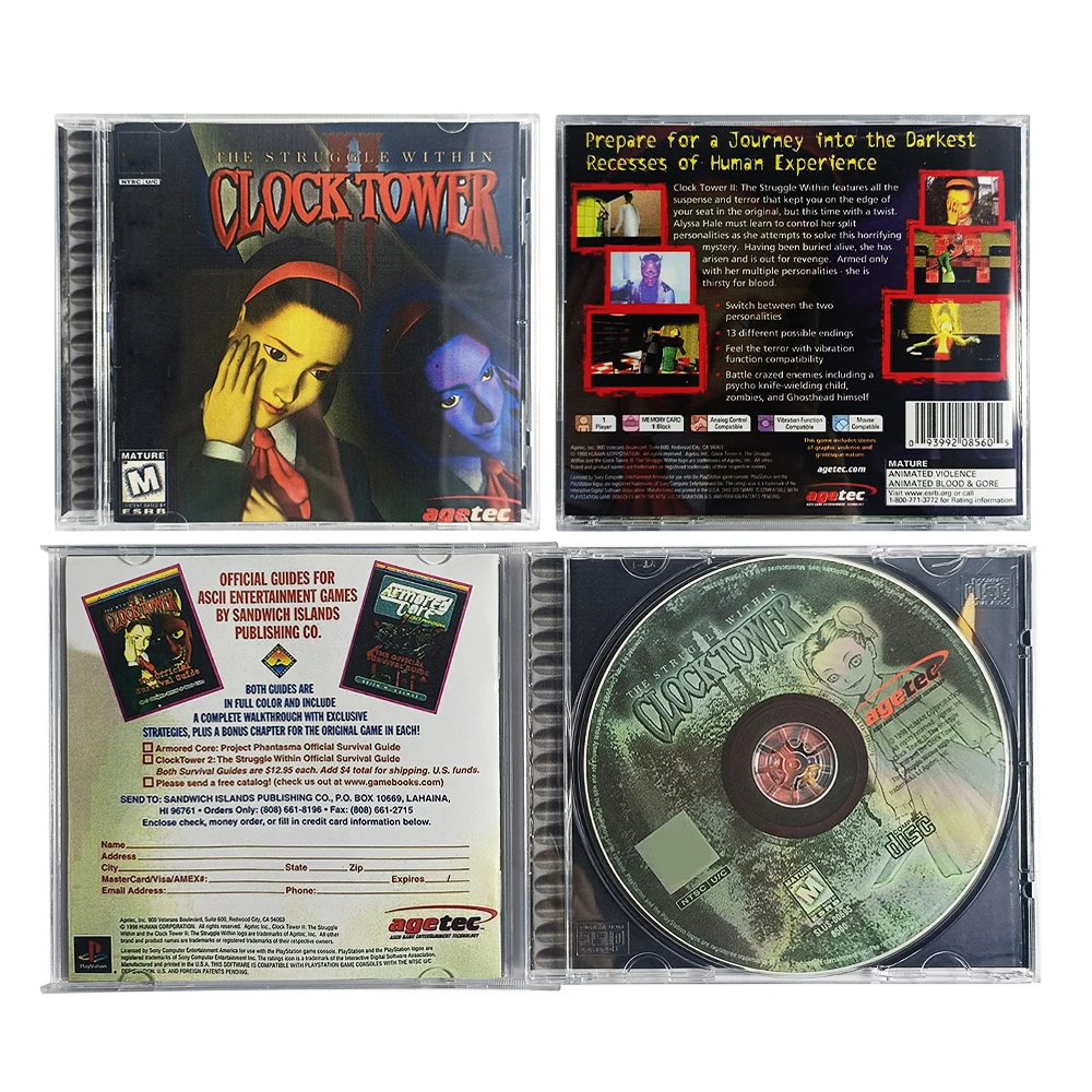 Disco de Repuesto para PS1, Clock Tower Ghost Head, Consola de Juegos, Unidad Óptica, Video Retro, Lectura Directa, Piezas de Juego
