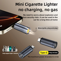 Type C Mini Lighter Blow-to-Ignite Auto Shut-Off for Air Travel Outdoor No Battery No Flame USB C Cigarette Lighter Adapter