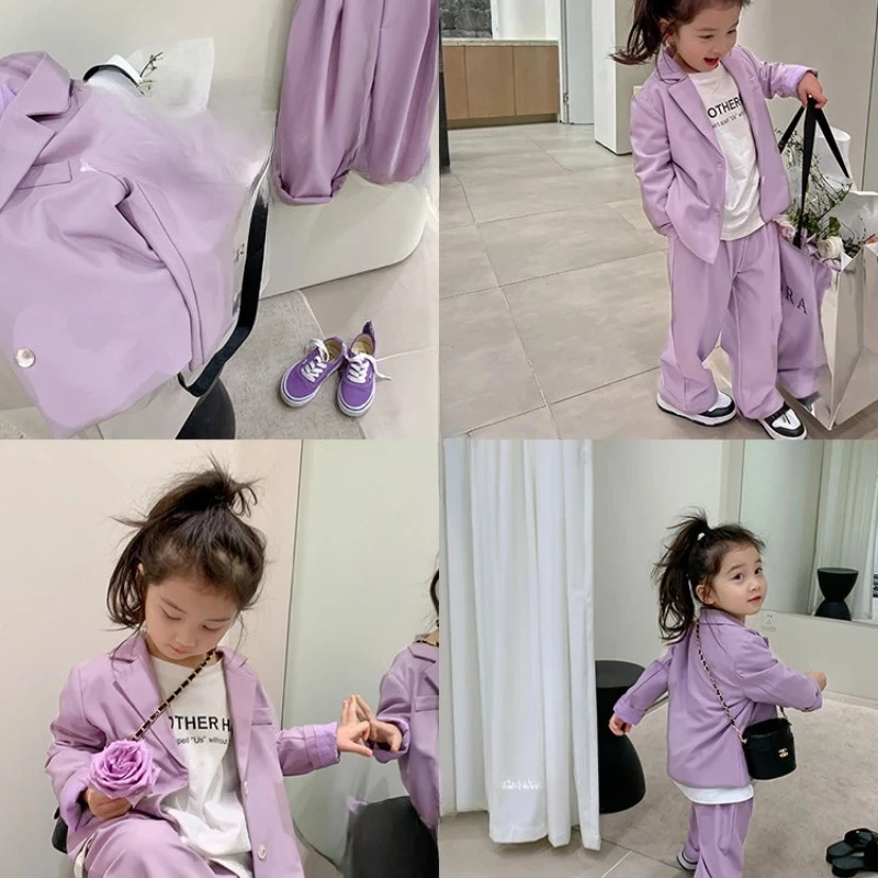 

Комплект одежды для девочек, осень-весна 2025 года, пальто + брюки, корейская новая модная детская одежда, костюмы, комплекты верхней одежды для маленьких девочек, 2 шт., От 2 до 7 лет