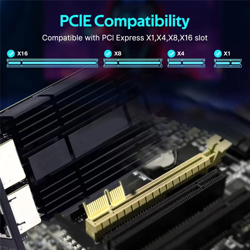 بطاقة شبكة ABDE-Gigabit Dual Ports Pcie، محول 2.5G Ethernet 2500Mbps لسطح المكتب