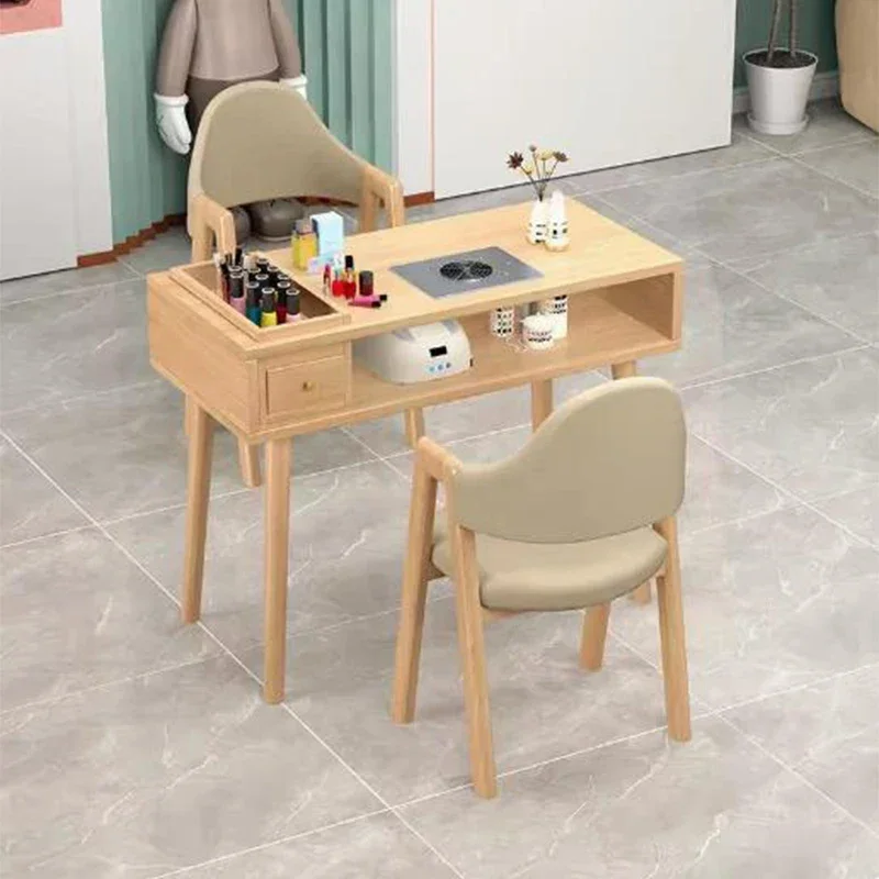Wooden Dressing Manicure Table Set Vacuum Cleaner Reception Multifunction Nail Tables Modern Storage Salon Furniture Mesas
