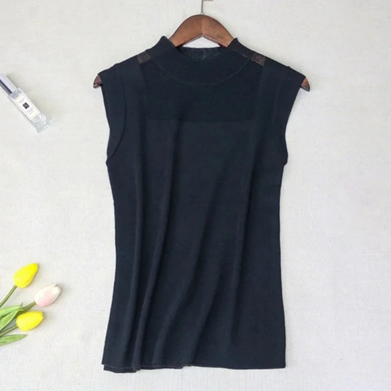 Fashion Women Top Sexy Street Style Ladies Tank Tops Knitted Solid Wild Ice Silk Knitting shirts 2922