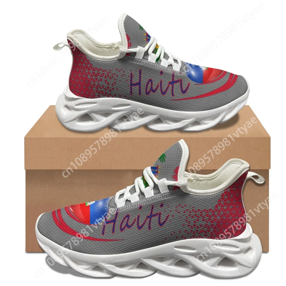 

Creative Haiti Flag Designer Platform Shoes Teen Students Couples Breathable Basketball Shoes Outdoor Non-slip Sneakers Footwear