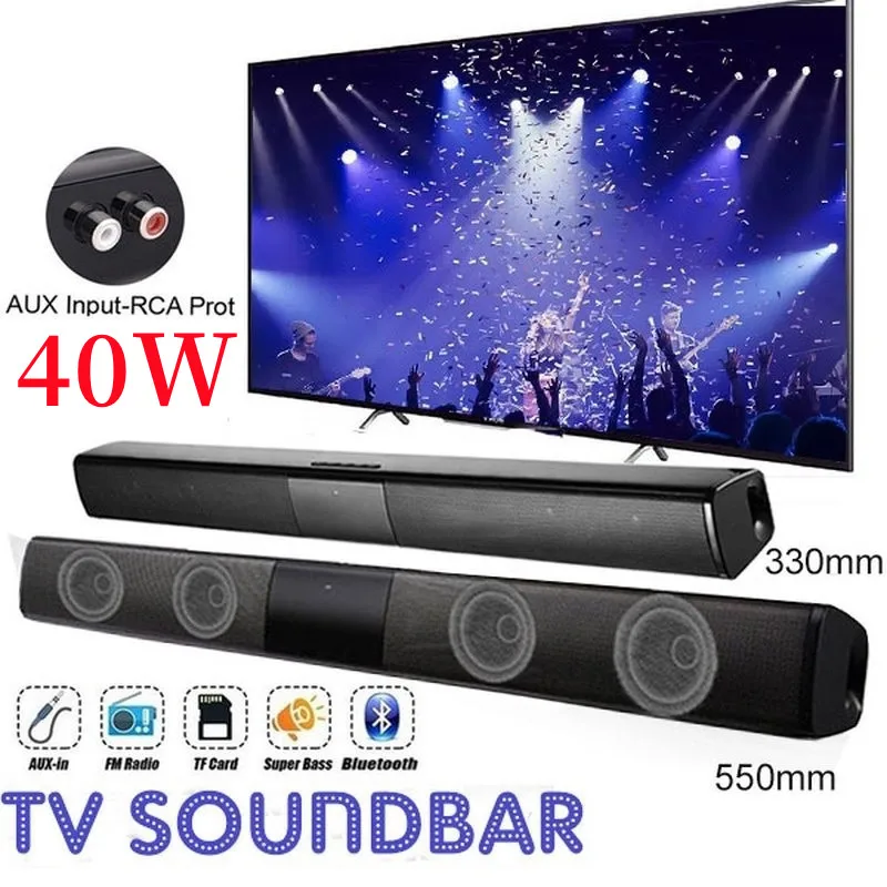 40W Soundbar do telewizora bezprzewodowy głośnik Bluetooth przewodowy i kino domowe nagłośnienie Stereo Surround z FM Radio centrum muzyki boombox