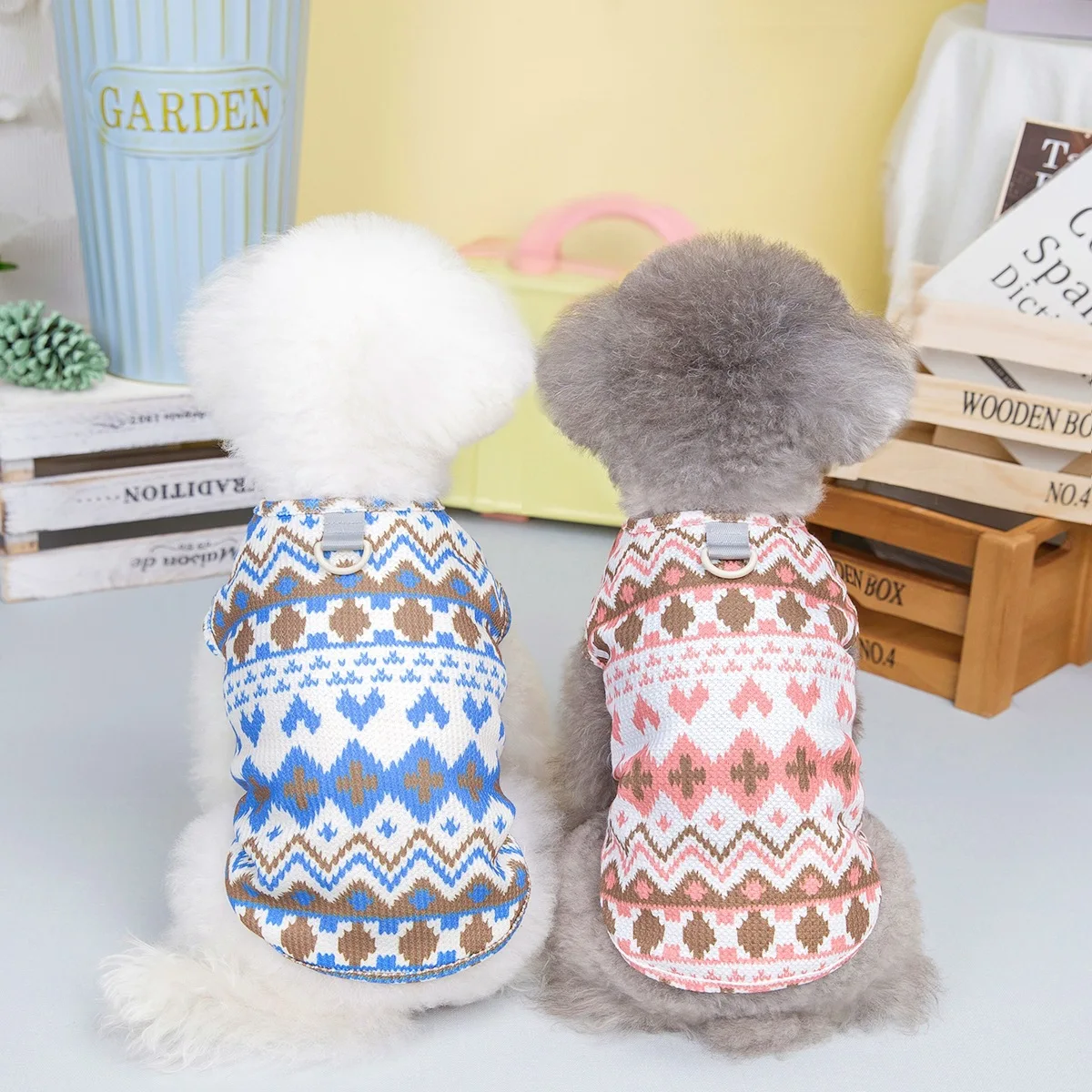 

Pet Clothes Ins Dog Clothes Spring And Summer Pet Clothing for Small and Medium Puppy New Teddy Clothing Iceland Geometric Vest