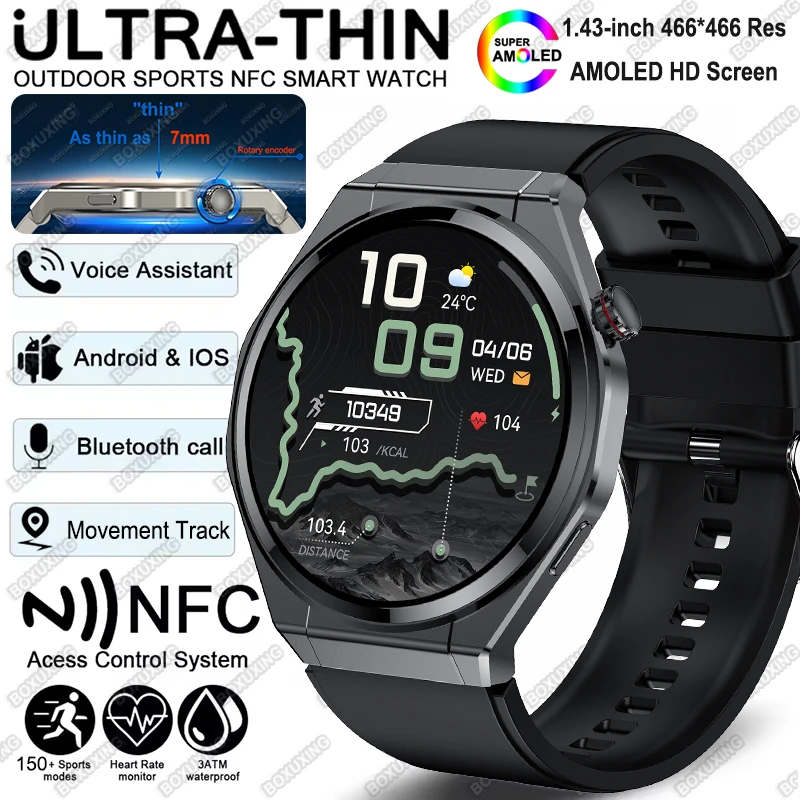 

New Ultra Thin Smart Watch Men AMOLED 466*466 HD Pixel Display Always Show Time Call Reminder Waterproof Smartwatch For huawei