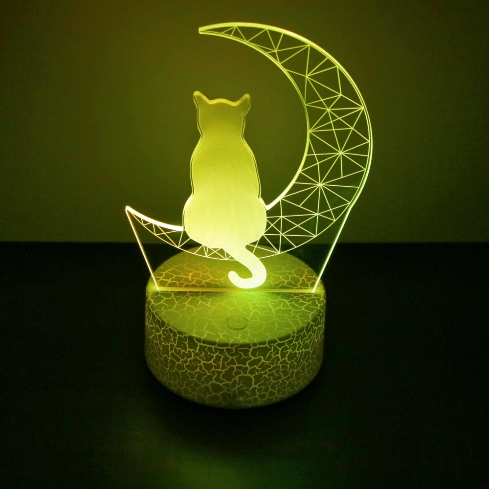 Cute Cat 3D Lamp LED Night Light Table Lamps Nightlight for Children\'s Lights Smart Touch Home Bedroom Desk Decor Birthday Gifts