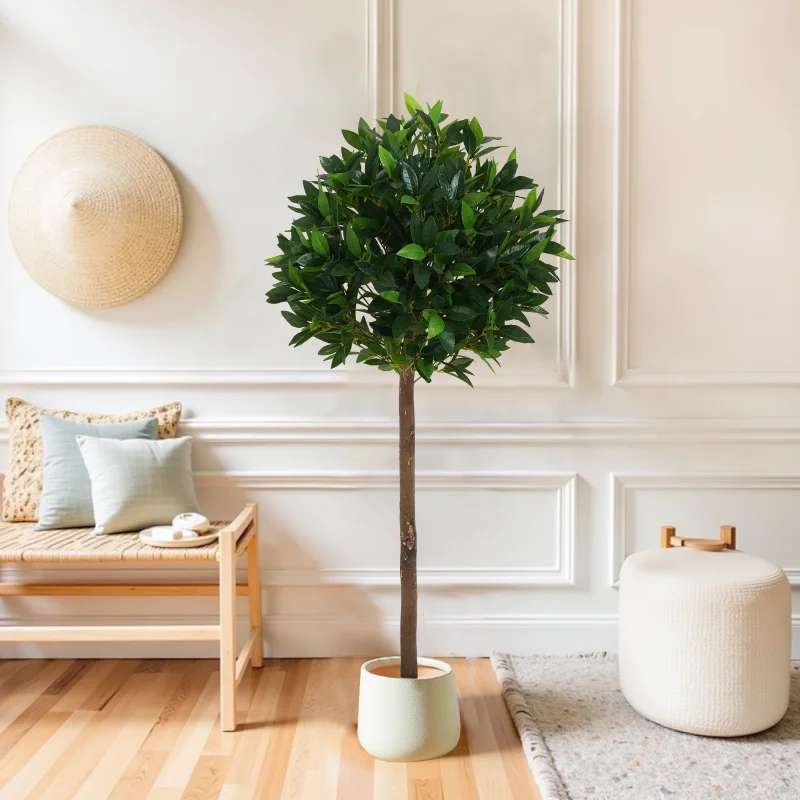 49 bolas artificiales de árbol topiario con recipiente, juego de 2