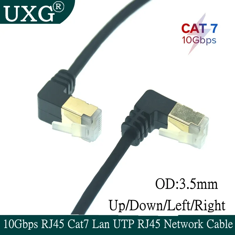 10Gbps RJ45 Cat7สาย Lan UTP RJ45สายเคเบิลเครือข่าย Ethernet สำหรับ Cat6ใช้งานร่วมกับ Patch 90องศา Up ลงมุมขวา