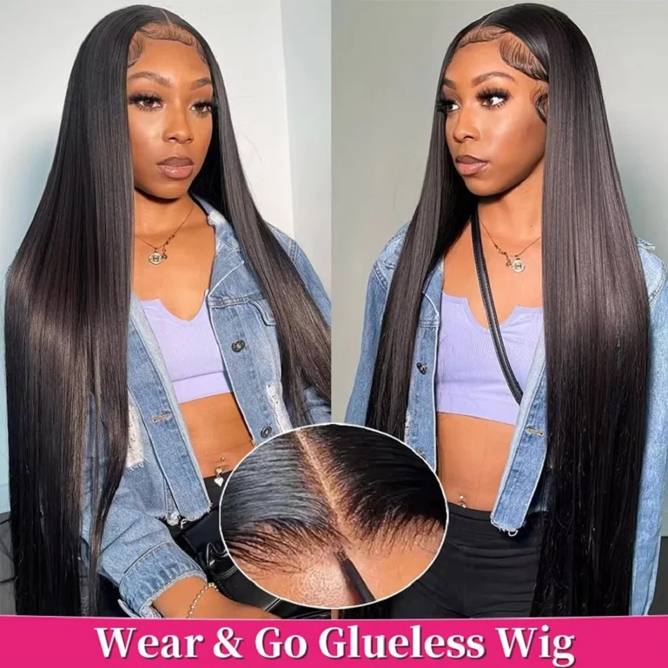 38Inches 13x4 7x5 Glueless Wigs Bone Straight Ready To Wear Wig 180 Density Preplucked Human Hair Wigs For Women 100% Human Hair