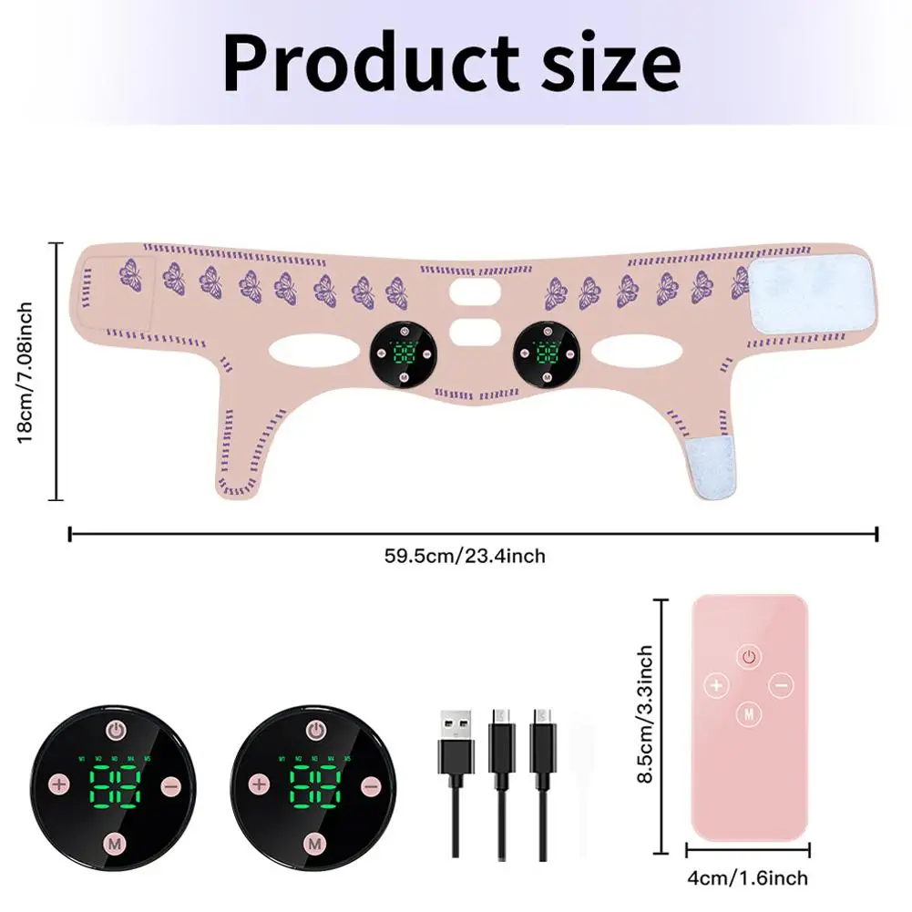 EMS Face Contouring Mask Head Massage V Line Lifting Shaping Mask Facial Slimming Strap Electric USB Charging Reduce Double Chin