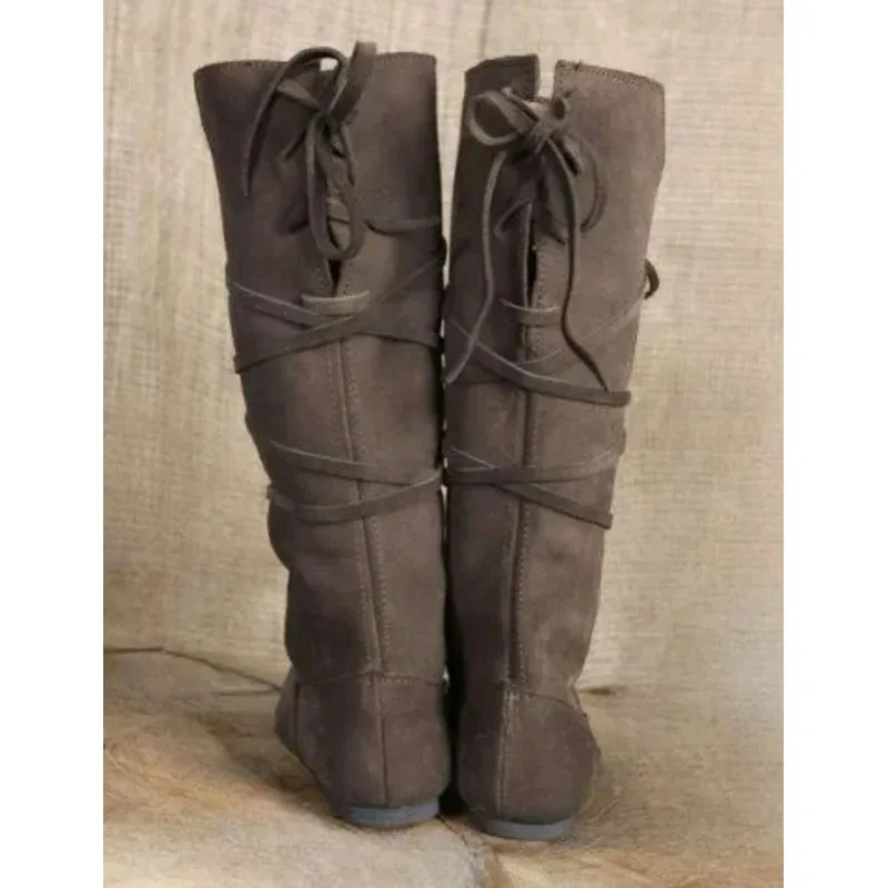 Mittelalterliche Wikinger Retro Herren Ritterstiefel Larp Schuhe PU Leder Krieger Prinz Piratenjäger Cosplay Fancy Party Anime Schuhe