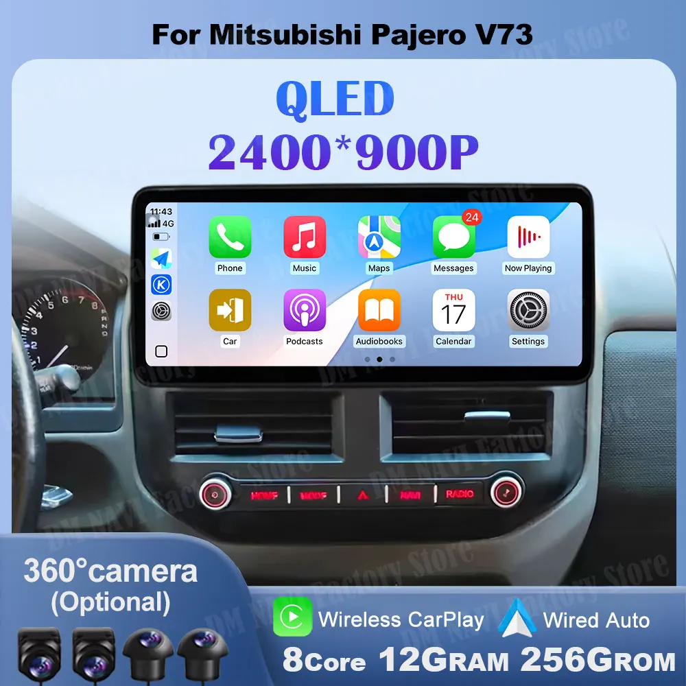 

Wireless CarPlay For Mitsubishi Pajero V73 20014 - 2011 Car Radio Multimedia Video Player DSP Navigation GPS Android 14 No 2din